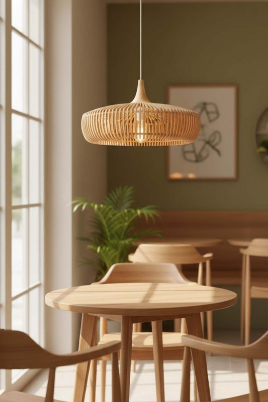 Coffee Shop Natural Bentwood Pendant Light - Aesthetic & Trendy