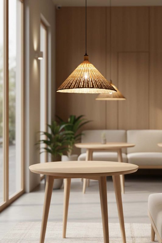 Coffee Shop Rattan Cone Pendant Light - Cozy & Inviting
