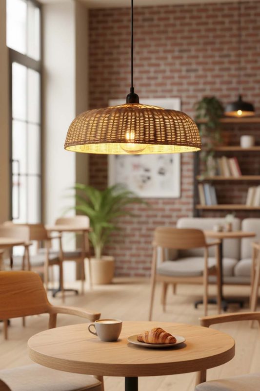 Coffee Shop Rattan Disc Pendant Light - Warm & Relaxing