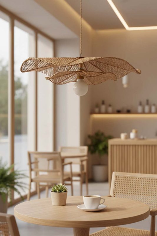 Coffee Shop Rattan Lotus Pendant Light - Elegant & Comfortable