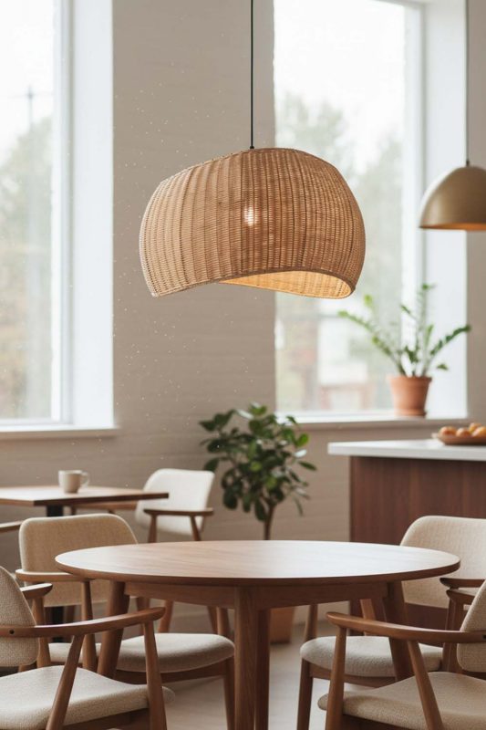 Coffee Shop Rattan Ribbon Pendant Light - Cozy & Inviting