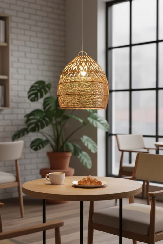 Coffee Shop Rattan Tapered Pendant Light - Aesthetic & Trendy