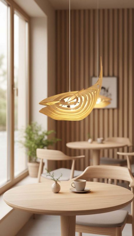 Coffee Shop Whale Wood Pendant Light - Stylish & Modern