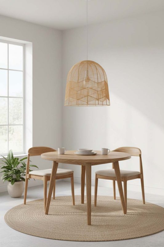 Dining Table Beige Rattan Birdcage Pendant Light - Soft & Relaxing