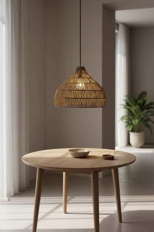 Dining Table Bell Shape Hemp Rope Pendant Light - Warm & Inviting