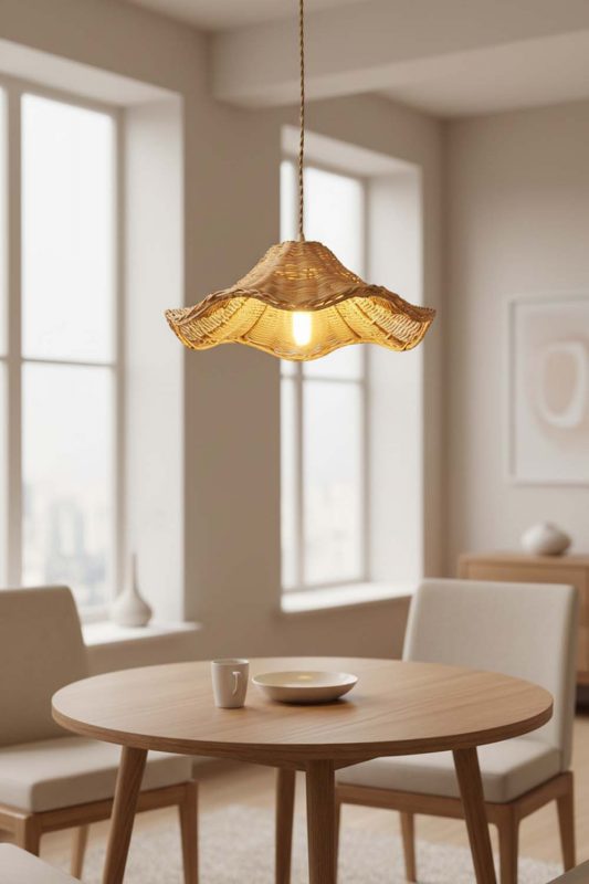 Dining Table Floral Rattan Pendant Light - Warm & Inviting