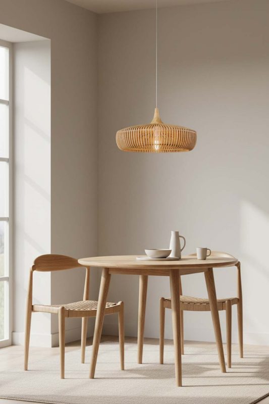 Dining Table Natural Bentwood Pendant Light - Warm & Inviting