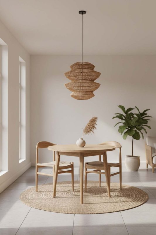 Dining Table Rattan Accordion Pendant Light - Soft & Relaxing