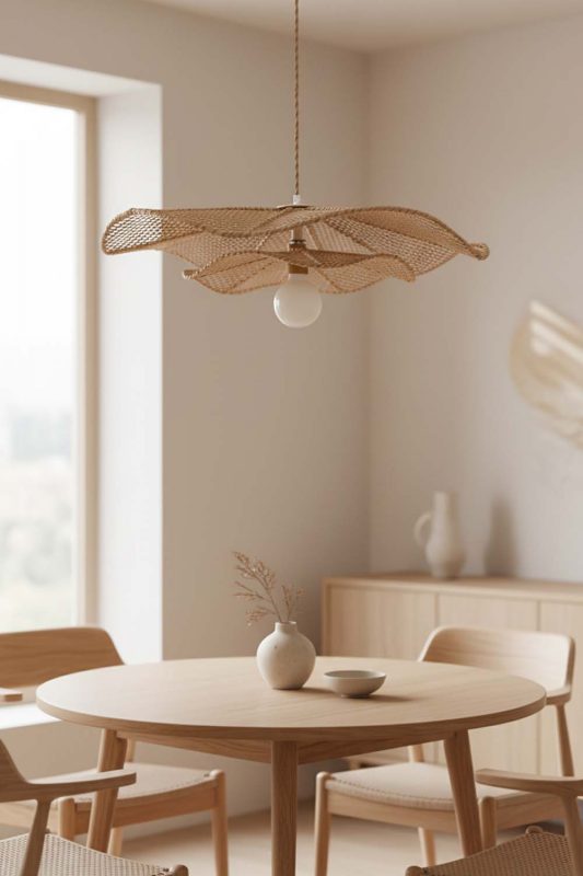 Dining Table Rattan Lotus Pendant Light - Soft & Relaxing