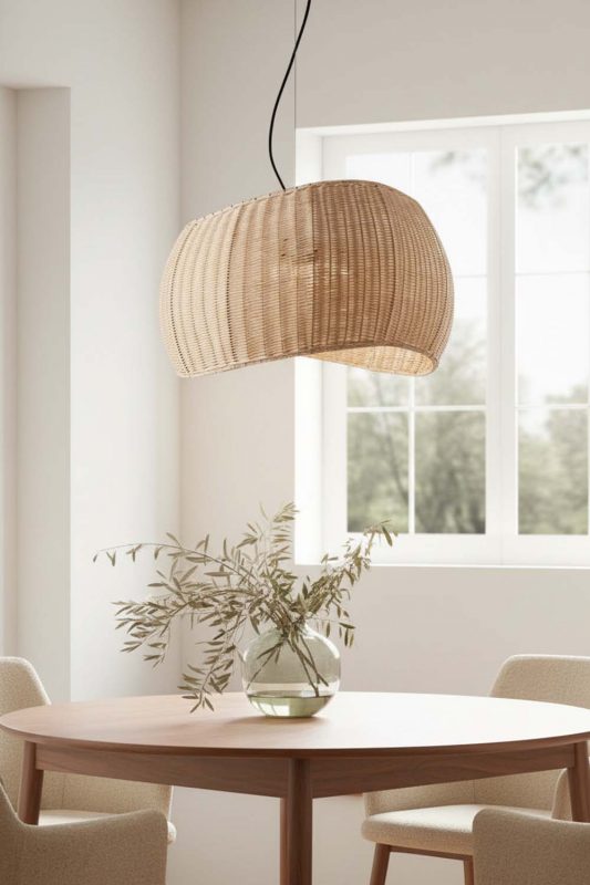 Dining Table Rattan Ribbon Pendant Light - Warm & Inviting