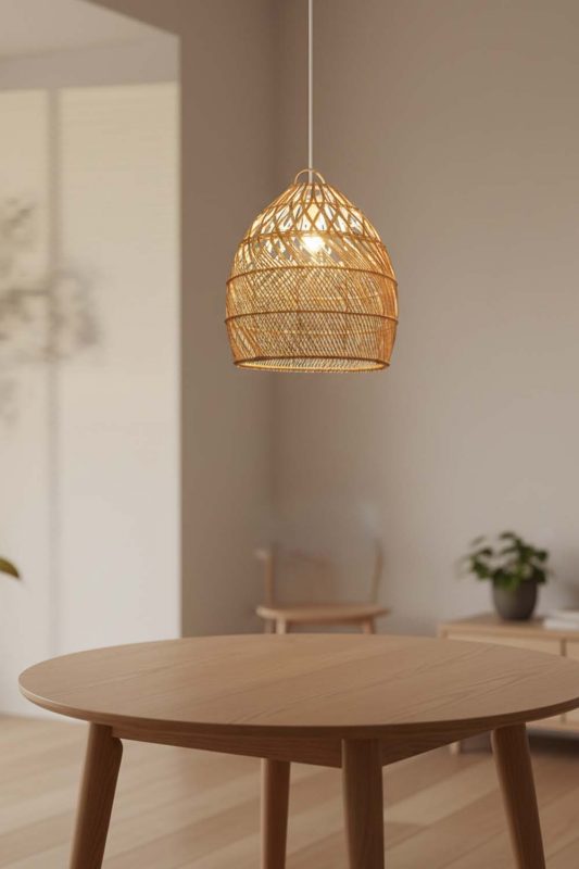 Dining Table Rattan Tapered Pendant Light - Warm & Inviting