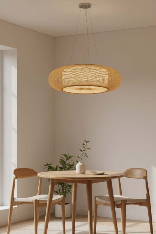 Dining Table Round Bamboo Drum Chandelier - Soft & Relaxing