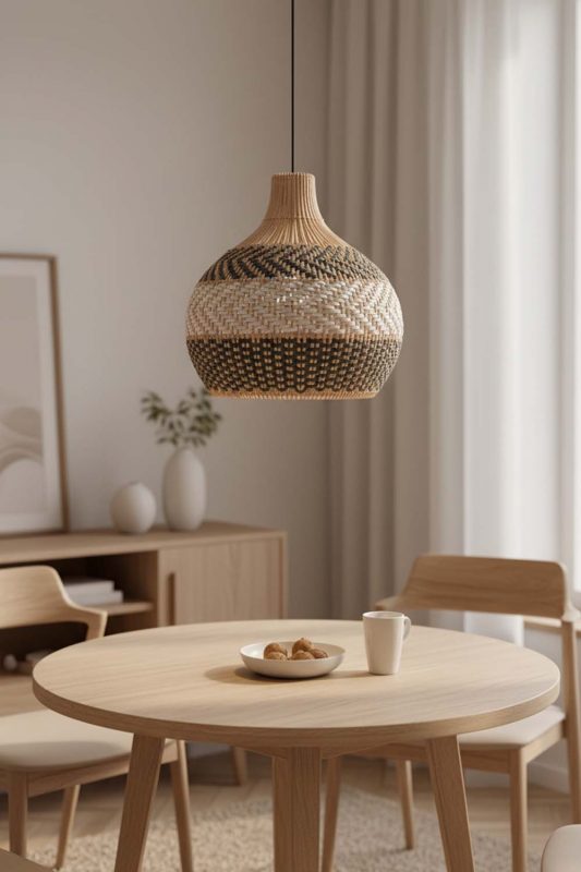 Dining Table White Gray Rattan Pendant Light - Soft & Relaxing