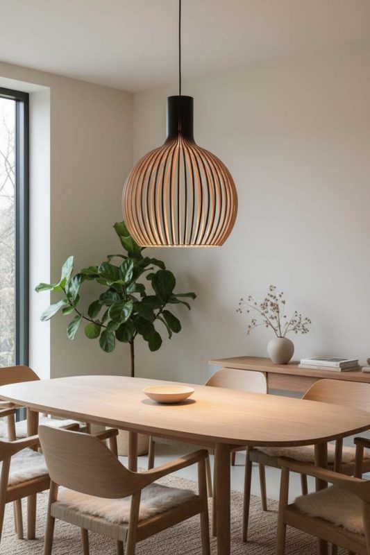 Dining Table Wood Cage Pendant Light - Soft & Relaxing
