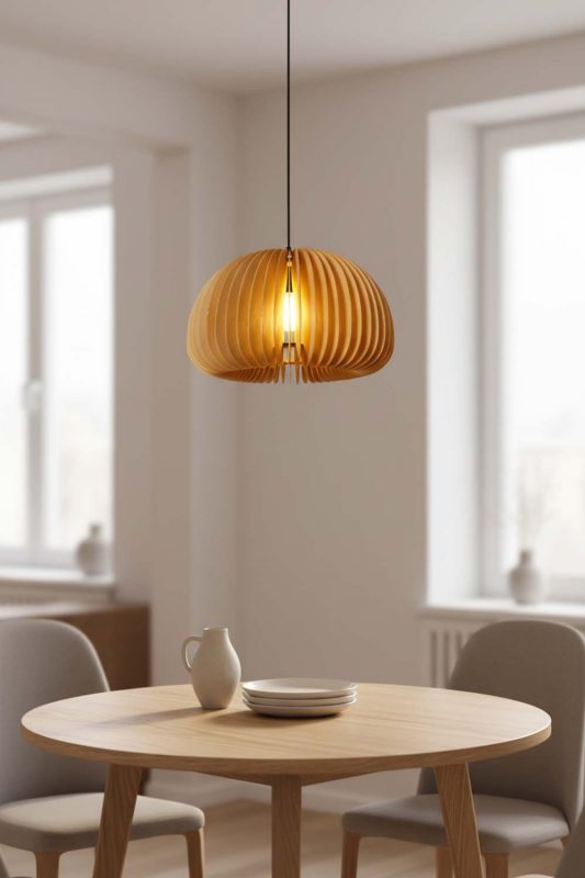 Dining Table Wood Slat Pendant Light - Soft & Relaxing