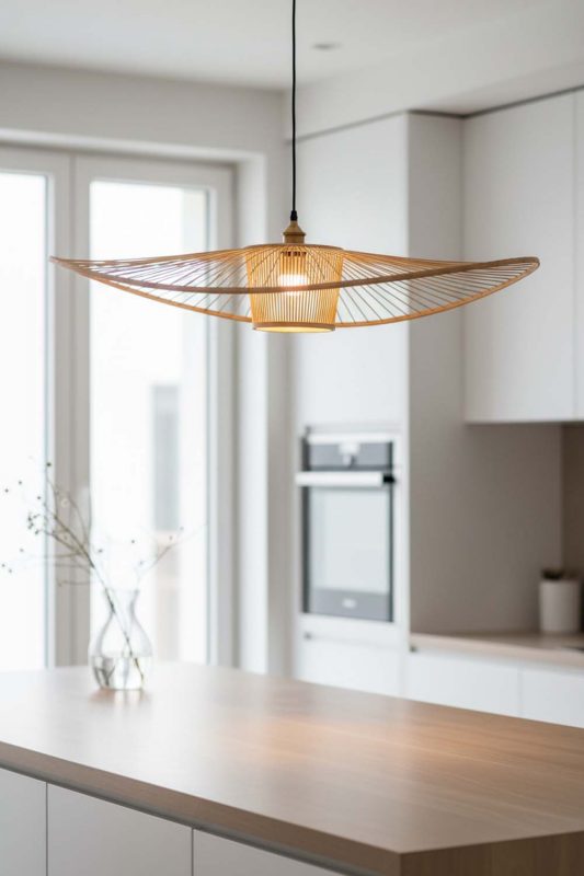 Kitchen Island Bamboo Wave Pendant Light - Clean & Modern Look