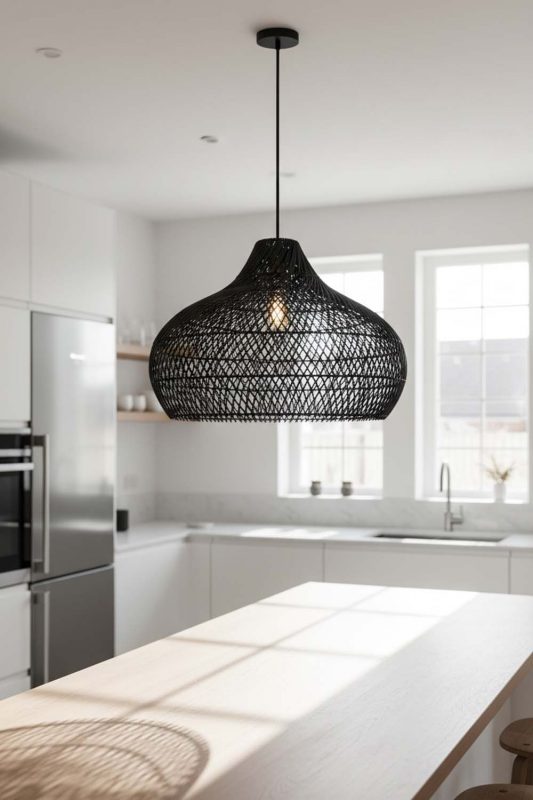 Kitchen Island Black Kloe Rattan Pendant Light - Practical & Beautiful