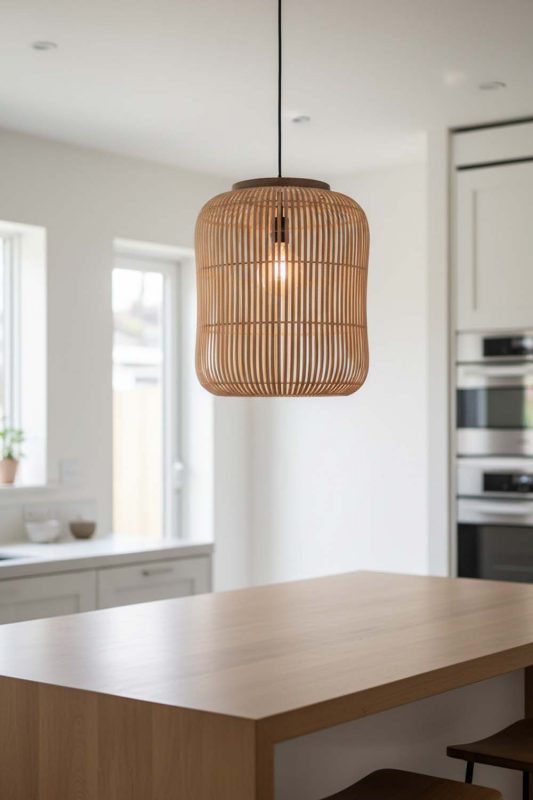 Kitchen Island Brown Rattan Capsule Pendant Light - Bright & Functional