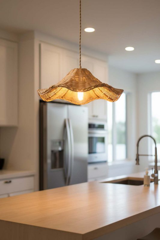 Kitchen Island Floral Rattan Pendant Light - Fresh & Inviting