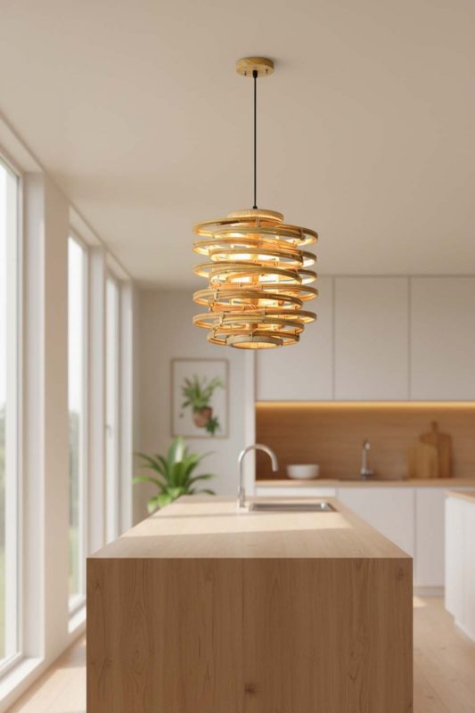 Kitchen Island Rattan Beehive Pendant Light - Fresh & Inviting