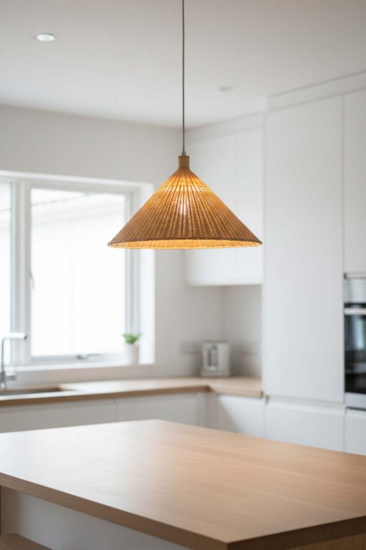 Kitchen Island Rattan Cone Pendant Light - Bright & Functional