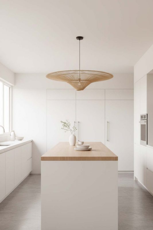 Kitchen Island Rattan Umbrella Pendant Light - Bright & Functional