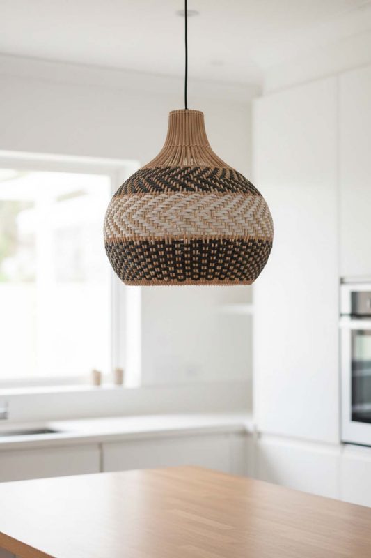 Kitchen Island White Gray Rattan Pendant Light - Bright & Functional