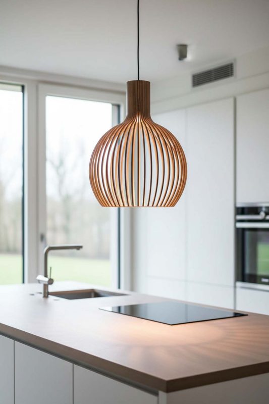 Kitchen Island Wood Cage Pendant Light - Fresh & Inviting