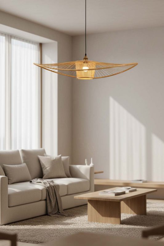 Living Room Bamboo Wave Pendant Light - Warm & Relaxing