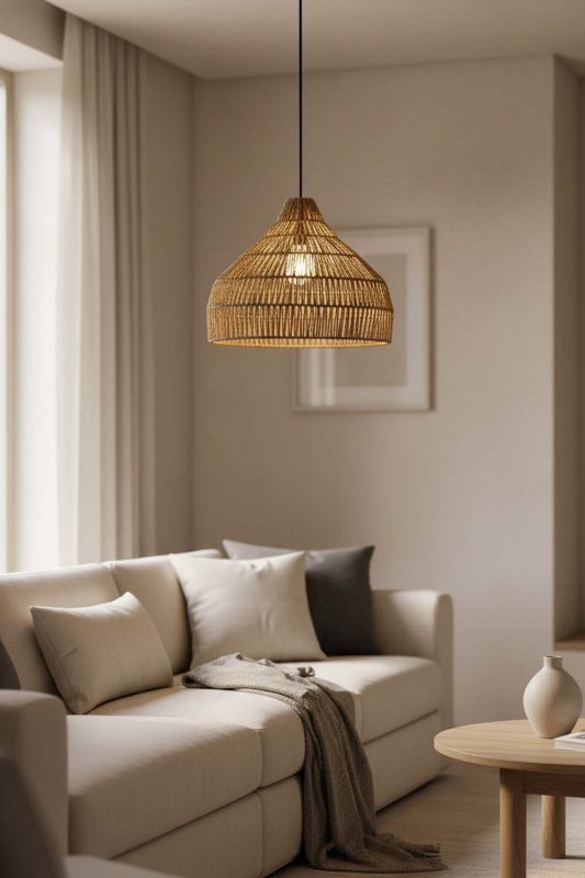 Living Room Bell Shape Hemp Rope Pendant Light - Aesthetic & Trendy