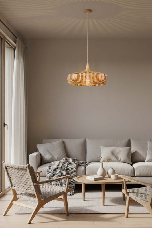 Living Room Natural Bentwood Pendant Light - Aesthetic & Trendy