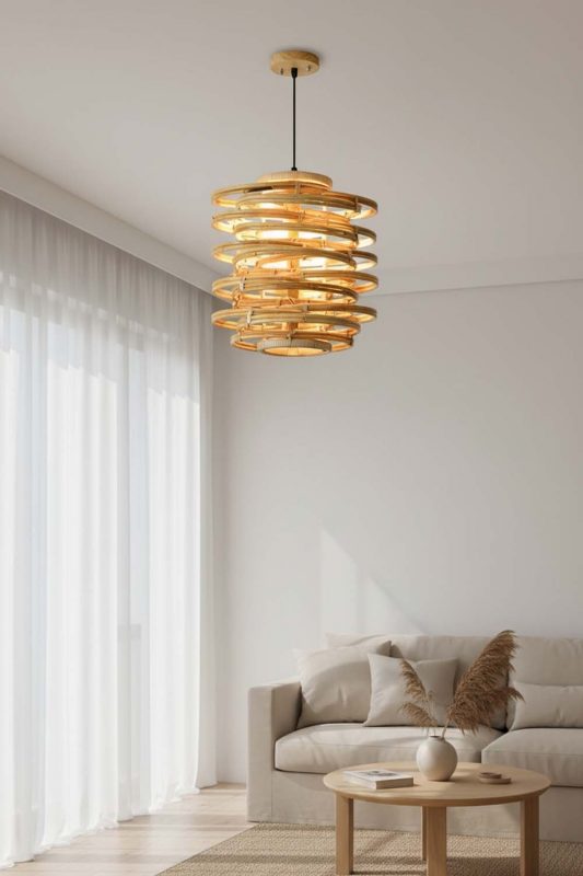 Living Room Rattan Beehive Pendant Light - Aesthetic & Trendy