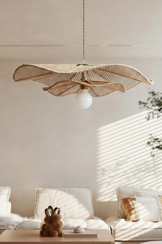 Living Room Rattan Lotus Pendant Light - Elegant & Comfortable