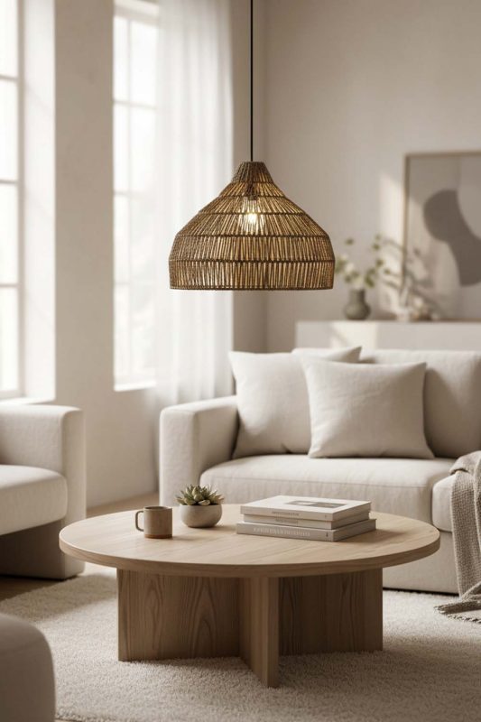 Living Table Bell Shape Hemp Rope Pendant Light - Minimalist & Warm