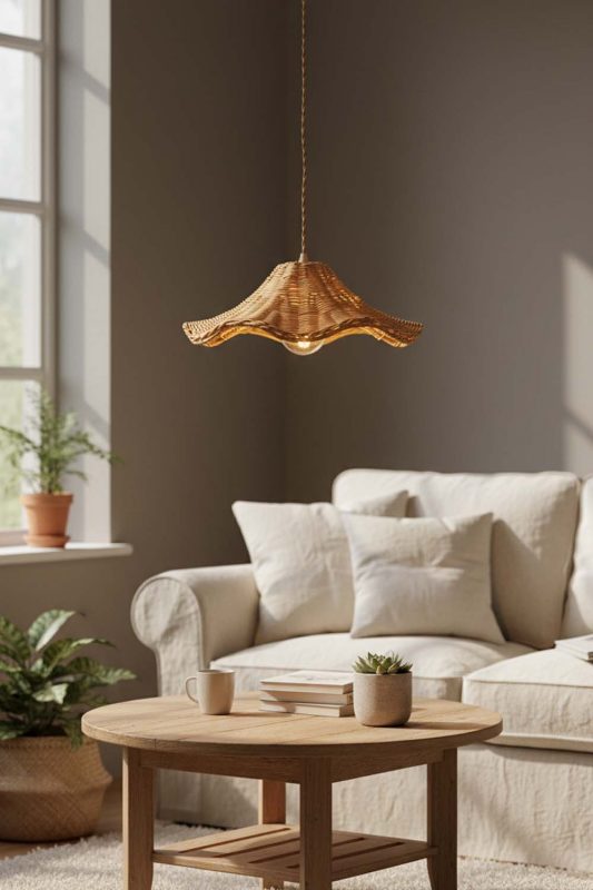 Living Table Floral Rattan Pendant Light - Relaxed & Refined