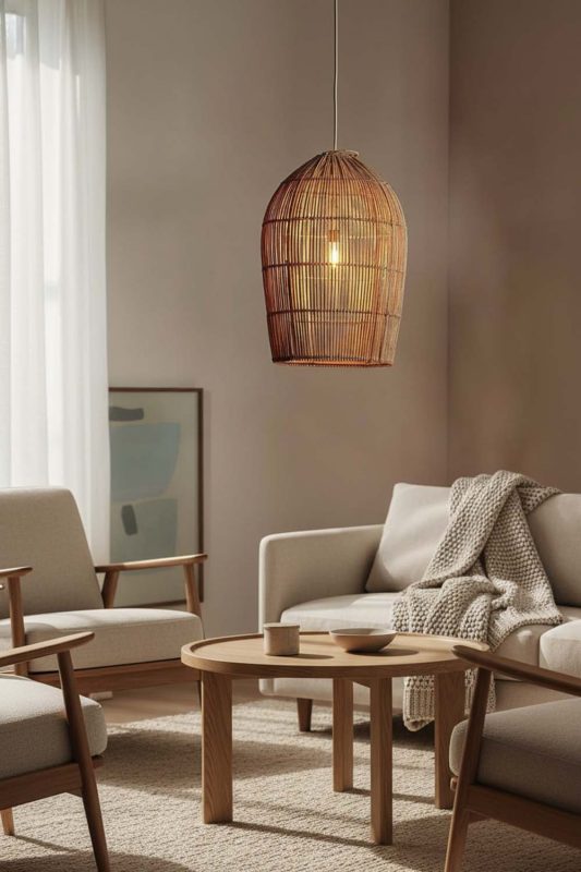 Living Table Rattan Dome Pendant Light - Cozy & Stylish