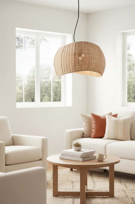 Living Table Rattan Ribbon Pendant Light - Inviting & Serene