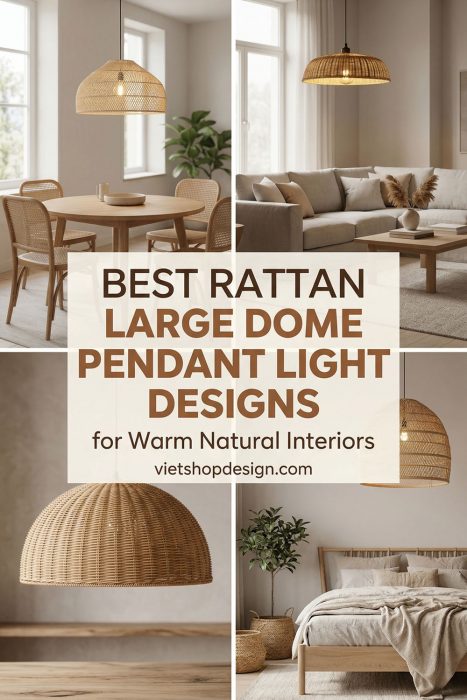 Rattan Large Dome Pendant Light Designs For Warm Natural Interiors