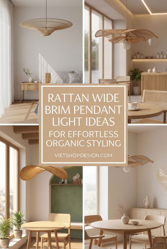 Rattan Wide Brim Pendant Light Ideas For Effortless Organic Styling