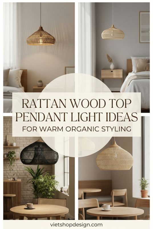 Rattan Wood Top Pendant Light Ideas For Warm Organic Styling