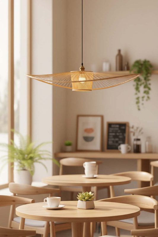 Restaurant Table Bamboo Wave Pendant Light - Warm & Inviting Atmosphere