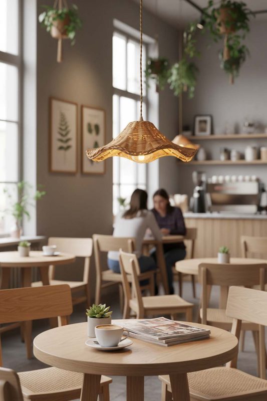 Restaurant Table Floral Rattan Pendant Light - Memorable Ambience