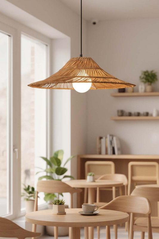 Restaurant Table Loft Rattan Pendant Light - Elegant Dining Experience