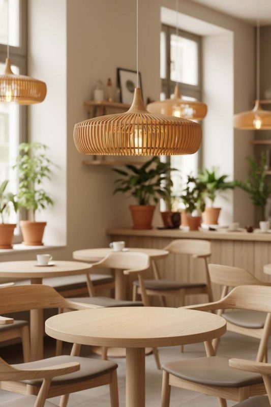 Restaurant Table Natural Bentwood Pendant Light - Memorable Ambience