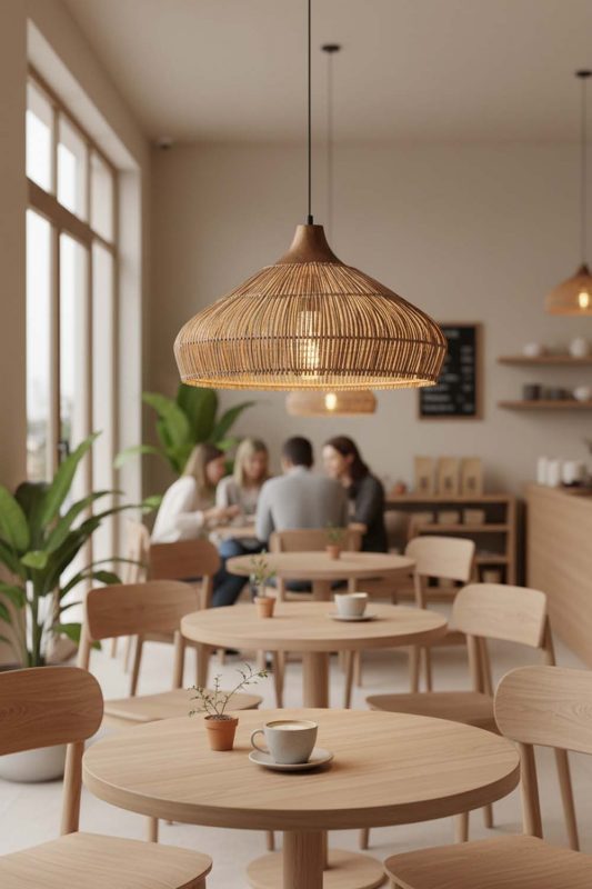 Restaurant Table Open Rattan Pendant Light - Warm & Inviting Atmosphere