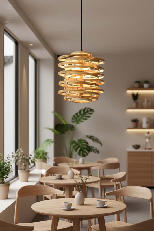 Restaurant Table Rattan Beehive Pendant Light - Memorable Ambience