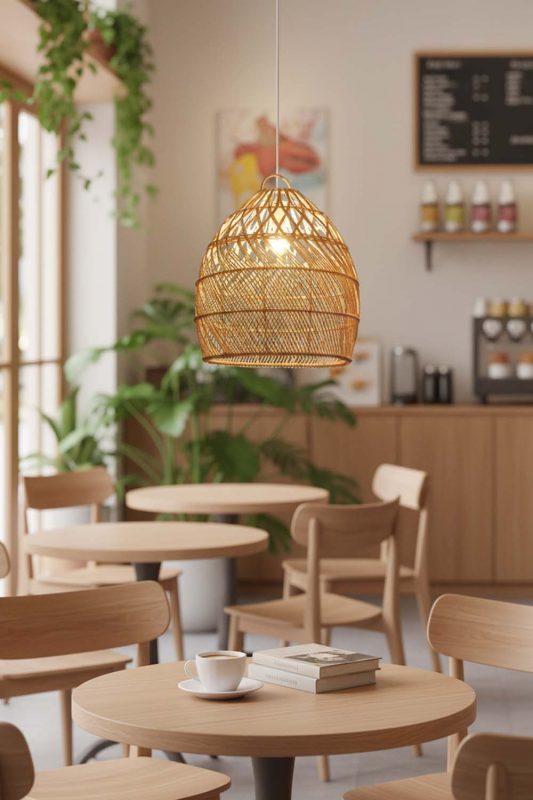 Restaurant Table Rattan Tapered Pendant Light - Memorable Ambience
