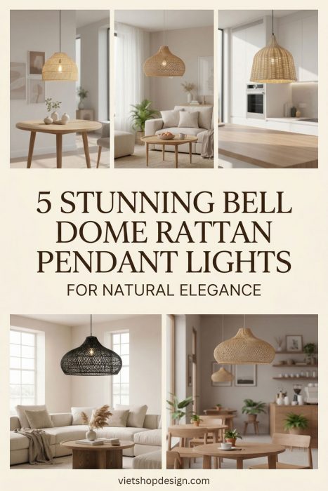 Stunning Bell Dome Rattan Pendant Light For Natural Elegance