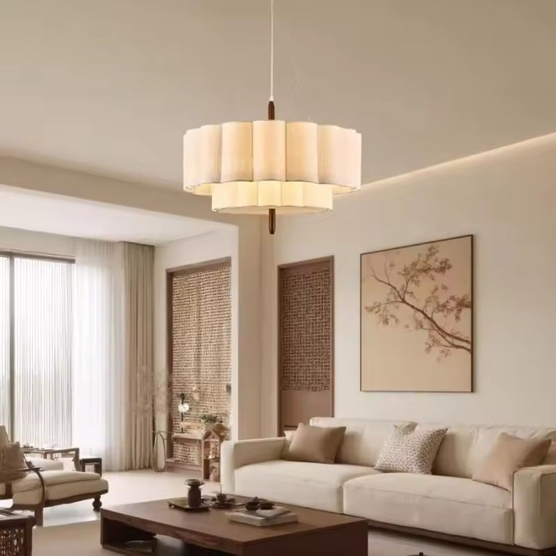 Modern Fabric Plum Blossom Pendant Light Bright Living Room