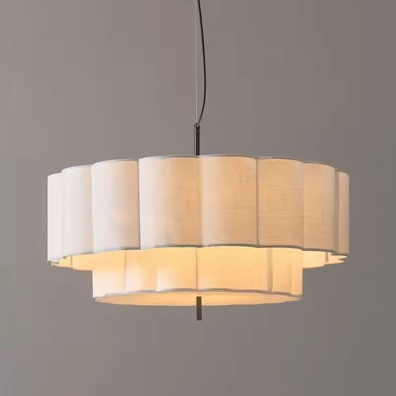 Modern Fabric Plum Blossom Pendant Light Pleated Fabric Texture